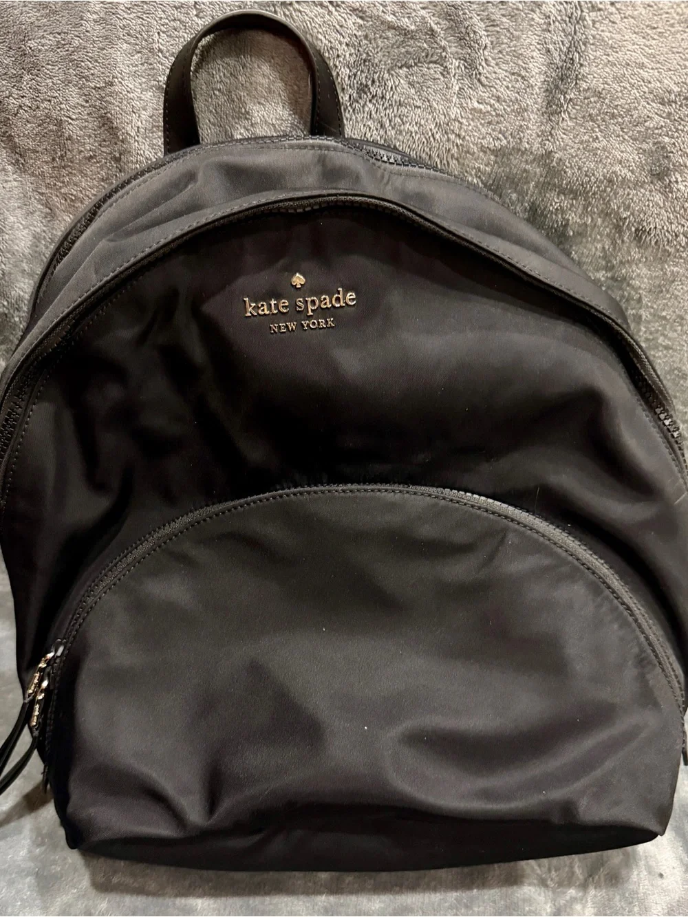 kate spade black nylon backpack with gold logo *New*